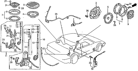 1988 prelude 2.0SI(4WS) 2 DOOR 4AT SPEAKER - ANTENNA diagram 1988 prelude 2.0SI(4WS) 2 DOOR 4AT SPEAKER - ANTENNA diagram
