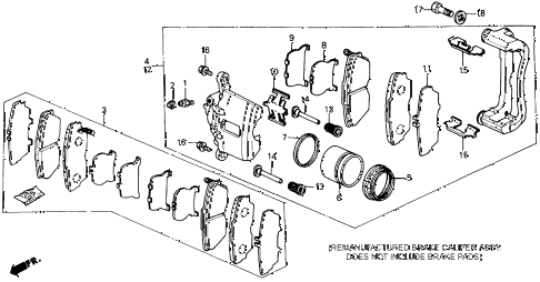 1988 prelude 2.0SI 2 DOOR 5MT FRONT BRAKE CALIPER (SI) diagram 1988 prelude 2.0SI 2 DOOR 5MT FRONT BRAKE CALIPER (SI) diagram