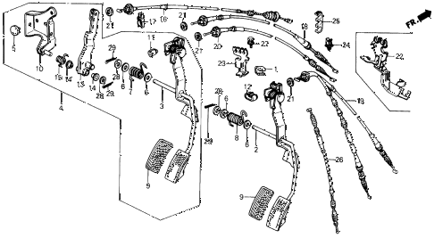 1991 prelude 2.05SI(4WS) 2 DOOR 4AT ACCELERATOR PEDAL diagram 1991 prelude 2.05SI(4WS) 2 DOOR 4AT ACCELERATOR PEDAL diagram