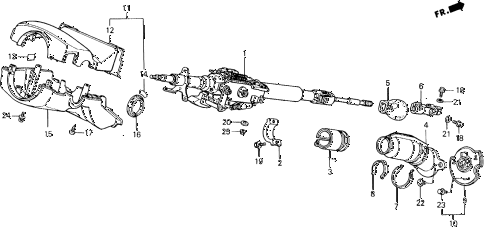 1990 prelude 2.0SI 2 DOOR 5MT STEERING COLUMN diagram 1990 prelude 2.0SI 2 DOOR 5MT STEERING COLUMN diagram