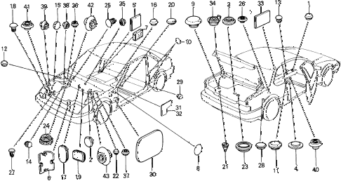 1991 prelude 2.05SI(4WS) 2 DOOR 4AT GROMMET - PLUG diagram 1991 prelude 2.05SI(4WS) 2 DOOR 4AT GROMMET - PLUG diagram