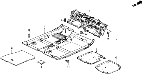1989 prelude 2.0S 2 DOOR 5MT FLOOR MAT diagram 1989 prelude 2.0S 2 DOOR 5MT FLOOR MAT diagram