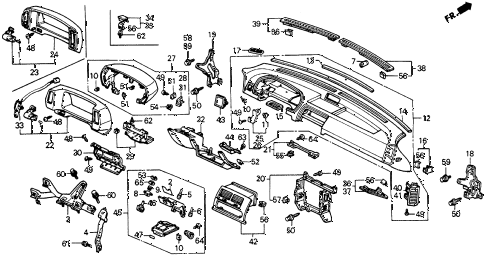 1990 prelude 2.05SI(ABS) 2 DOOR 5MT INSTRUMENT PANEL diagram 1990 prelude 2.05SI(ABS) 2 DOOR 5MT INSTRUMENT PANEL diagram