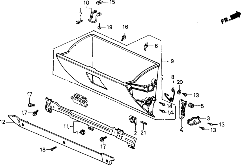 1988 prelude 2.0S 2 DOOR 4AT GLOVE BOX diagram 1988 prelude 2.0S 2 DOOR 4AT GLOVE BOX diagram