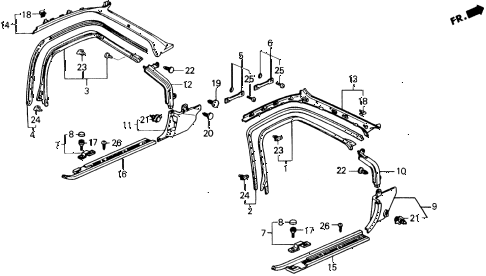 1990 prelude 2.0SI 2 DOOR 5MT DOOR TRIM diagram 1990 prelude 2.0SI 2 DOOR 5MT DOOR TRIM diagram
