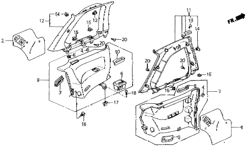 1990 prelude 2.0SI 2 DOOR 4AT SIDE LINING diagram 1990 prelude 2.0SI 2 DOOR 4AT SIDE LINING diagram