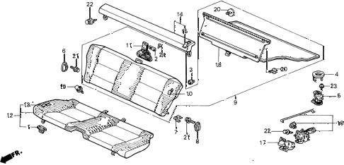 1991 prelude 2.0SI 2 DOOR 5MT REAR SEAT diagram 1991 prelude 2.0SI 2 DOOR 5MT REAR SEAT diagram