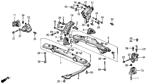 1990 prelude 2.0S 2 DOOR 5MT ENGINE MOUNT - CENTER BEAM diagram 1990 prelude 2.0S 2 DOOR 5MT ENGINE MOUNT - CENTER BEAM diagram