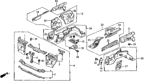 1989 prelude 2.0S 2 DOOR 5MT FRONT BULKHEAD diagram 1989 prelude 2.0S 2 DOOR 5MT FRONT BULKHEAD diagram