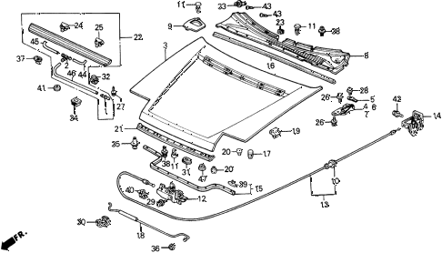 1991 prelude 2.05SI(ABS) 2 DOOR 4AT HOOD diagram 1991 prelude 2.05SI(ABS) 2 DOOR 4AT HOOD diagram
