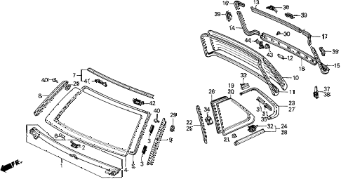 1988 prelude 2.0S 2 DOOR 4AT WINDSHIELD - REAR WINDOW diagram 1988 prelude 2.0S 2 DOOR 4AT WINDSHIELD - REAR WINDOW diagram