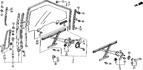 1989 prelude 2.0SI 2 DOOR 4AT DOOR WINDOW diagram 1989 prelude 2.0SI 2 DOOR 4AT DOOR WINDOW diagram