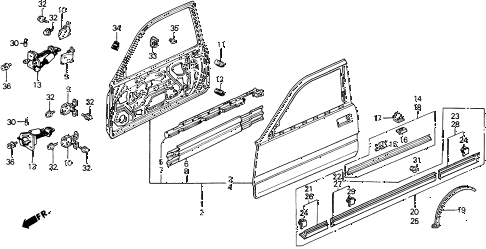 1990 prelude 2.0S 2 DOOR 4AT DOOR PANEL diagram 1990 prelude 2.0S 2 DOOR 4AT DOOR PANEL diagram