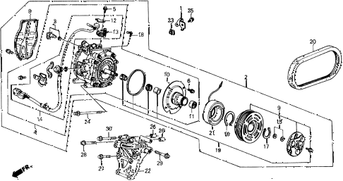 1990 prelude 2.05SI 2 DOOR 4AT A/C COMPRESSOR (2.05 SI) diagram 1990 prelude 2.05SI 2 DOOR 4AT A/C COMPRESSOR (2.05 SI) diagram