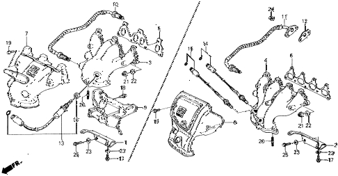 1990 prelude 2.0SI 2 DOOR 5MT EXHAUST MANIFOLD diagram 1990 prelude 2.0SI 2 DOOR 5MT EXHAUST MANIFOLD diagram