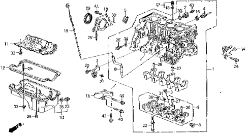 1989 prelude 2.0SI(4WS) 2 DOOR 5MT CYLINDER BLOCK - OIL PAN diagram 1989 prelude 2.0SI(4WS) 2 DOOR 5MT CYLINDER BLOCK - OIL PAN diagram