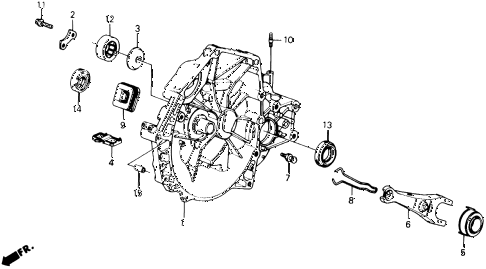 1990 prelude 2.05SI(ABS) 2 DOOR 5MT MT CLUTCH HOUSING - CLUTCH RELEASE diagram 1990 prelude 2.05SI(ABS) 2 DOOR 5MT MT CLUTCH HOUSING - CLUTCH RELEASE diagram