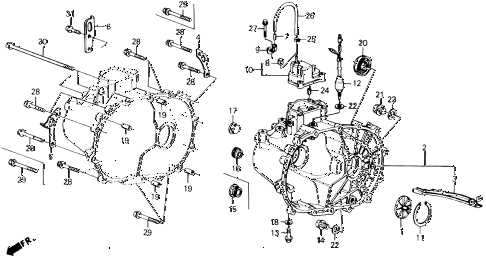 1988 prelude 2.0S 2 DOOR 5MT MT TRANSMISSION HOUSING diagram 1988 prelude 2.0S 2 DOOR 5MT MT TRANSMISSION HOUSING diagram