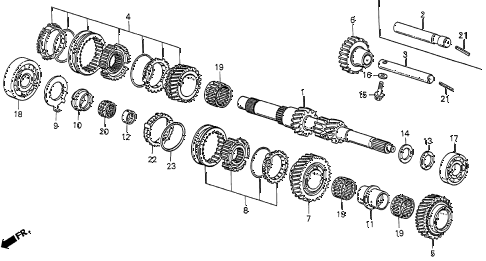 1990 prelude 2.0SI 2 DOOR 5MT MT MAINSHAFT GEAR diagram 1990 prelude 2.0SI 2 DOOR 5MT MT MAINSHAFT GEAR diagram