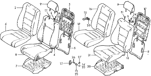 1989 accord LXI 2 DOOR 5MT FRONT SEAT diagram 1989 accord LXI 2 DOOR 5MT FRONT SEAT diagram