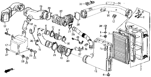 1989 accord LXI 2 DOOR 5MT AIR CLEANER (PGM-FI) diagram 1989 accord LXI 2 DOOR 5MT AIR CLEANER (PGM-FI) diagram