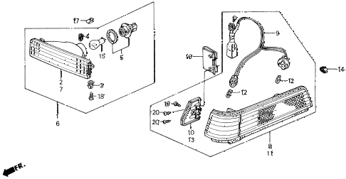 1989 accord LXI 2 DOOR 5MT FRONT COMBINATION LIGHT diagram 1989 accord LXI 2 DOOR 5MT FRONT COMBINATION LIGHT diagram