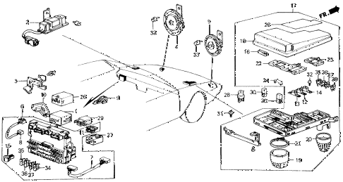 1989 accord DX 2 DOOR 5MT FUSE BOX - RELAY - HORN diagram 1989 accord DX 2 DOOR 5MT FUSE BOX - RELAY - HORN diagram
