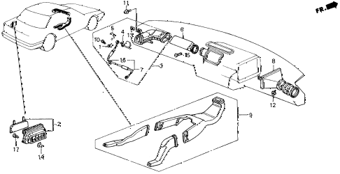 1989 accord DX 2 DOOR 5MT HEATER DUCT diagram 1989 accord DX 2 DOOR 5MT HEATER DUCT diagram