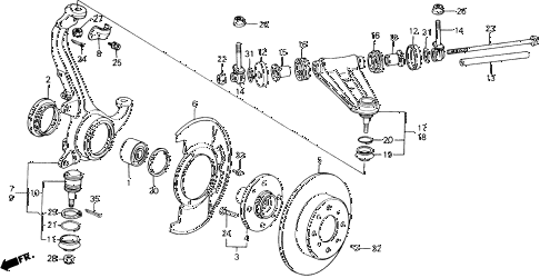 1989 accord DX 2 DOOR 5MT FRONT KNUCKLE - BRAKE DISK diagram 1989 accord DX 2 DOOR 5MT FRONT KNUCKLE - BRAKE DISK diagram