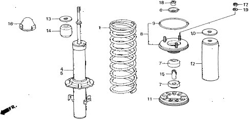 1989 accord DX 2 DOOR 5MT FRONT SHOCK ABSORBER diagram 1989 accord DX 2 DOOR 5MT FRONT SHOCK ABSORBER diagram