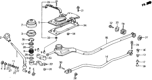 1989 accord LXI 2 DOOR 5MT SHIFT LEVER diagram 1989 accord LXI 2 DOOR 5MT SHIFT LEVER diagram