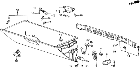 1988 accord LXI 2 DOOR 5MT GLOVE BOX COMPONENTS diagram 1988 accord LXI 2 DOOR 5MT GLOVE BOX COMPONENTS diagram