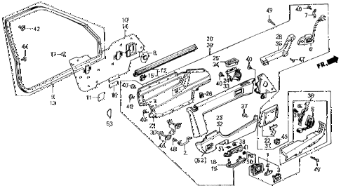 1988 accord LXI 2 DOOR 5MT FRONT DOOR LINING diagram 1988 accord LXI 2 DOOR 5MT FRONT DOOR LINING diagram