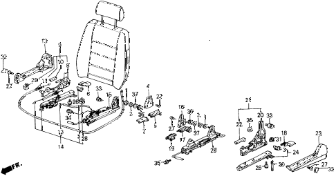 1989 accord LXI 2 DOOR 5MT FRONT SEAT COMPONENTS diagram 1989 accord LXI 2 DOOR 5MT FRONT SEAT COMPONENTS diagram