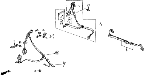 1989 accord LXI 2 DOOR 5MT SEAT BELT diagram 1989 accord LXI 2 DOOR 5MT SEAT BELT diagram