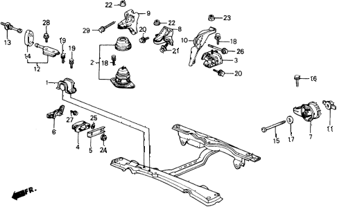 1989 accord LXI 2 DOOR 5MT ENGINE MOUNT diagram 1989 accord LXI 2 DOOR 5MT ENGINE MOUNT diagram