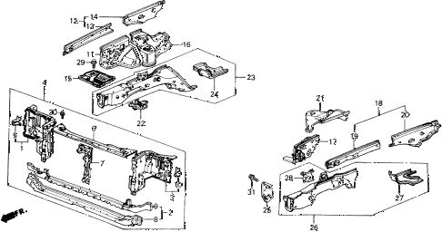 1989 accord LXI 2 DOOR 5MT BULKHEAD - WHEELHOUSE diagram 1989 accord LXI 2 DOOR 5MT BULKHEAD - WHEELHOUSE diagram