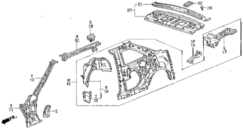 1989 accord LXI 2 DOOR 5MT INNER PANEL diagram 1989 accord LXI 2 DOOR 5MT INNER PANEL diagram