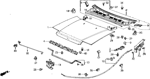 1988 accord LXI 2 DOOR 5MT HOOD diagram 1988 accord LXI 2 DOOR 5MT HOOD diagram