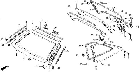 1988 accord LXI 2 DOOR 5MT WINDSHIELD - REAR WINDOW diagram 1988 accord LXI 2 DOOR 5MT WINDSHIELD - REAR WINDOW diagram