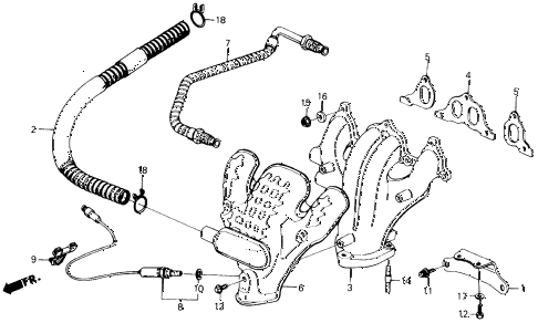 1989 accord DX 2 DOOR 5MT EXHAUST MANIFOLD diagram 1989 accord DX 2 DOOR 5MT EXHAUST MANIFOLD diagram