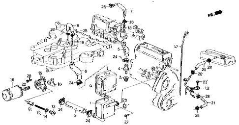 1988 accord LXI 2 DOOR 5MT BREATHER TUBE - OIL FILTER diagram 1988 accord LXI 2 DOOR 5MT BREATHER TUBE - OIL FILTER diagram