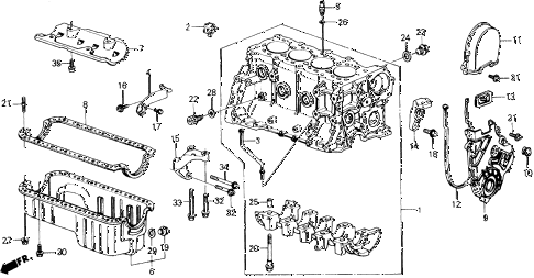 1989 accord DX 2 DOOR 5MT CYLINDER BLOCK - OIL PAN diagram 1989 accord DX 2 DOOR 5MT CYLINDER BLOCK - OIL PAN diagram