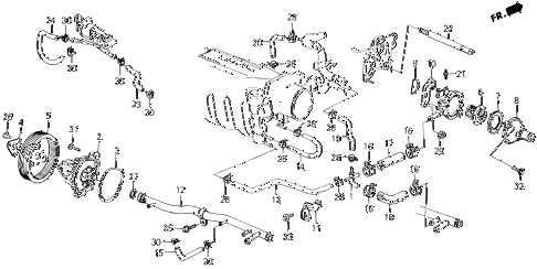1989 accord LXI 2 DOOR 5MT WATER PUMP (PGM-FI) diagram 1989 accord LXI 2 DOOR 5MT WATER PUMP (PGM-FI) diagram