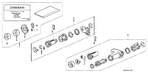 1991 crx SI 2 DOOR 5MT KEY CYLINDER KIT diagram 1991 crx SI 2 DOOR 5MT KEY CYLINDER KIT diagram