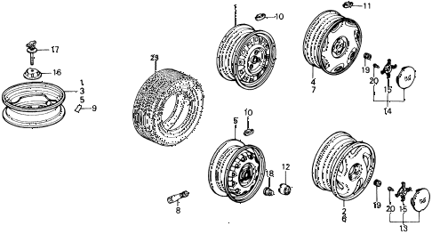 1989 crx DX 2 DOOR 4AT WHEEL DISK diagram 1989 crx DX 2 DOOR 4AT WHEEL DISK diagram