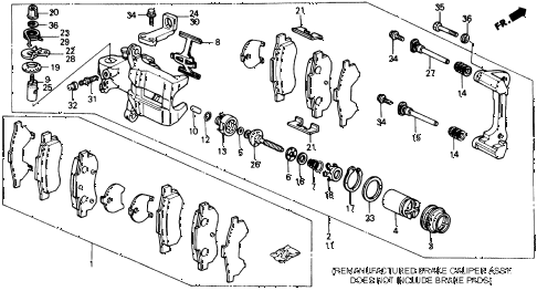 1991 crx SI 2 DOOR 5MT REAR BRAKE CALIPER diagram 1991 crx SI 2 DOOR 5MT REAR BRAKE CALIPER diagram