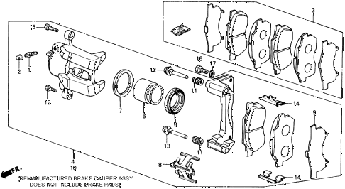1988 crx HF 2 DOOR 5MT FRONT BRAKE CALIPER (1) diagram 1988 crx HF 2 DOOR 5MT FRONT BRAKE CALIPER (1) diagram