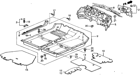 1991 crx SI 2 DOOR 5MT FLOOR MAT diagram 1991 crx SI 2 DOOR 5MT FLOOR MAT diagram