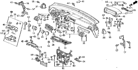 1988 crx SI 2 DOOR 5MT INSTRUMENT PANEL diagram 1988 crx SI 2 DOOR 5MT INSTRUMENT PANEL diagram